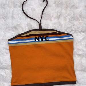 Forever 21 NYC Ribbed Stripe Halter Tube Crop Top